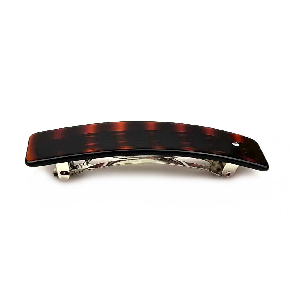 Barrette cheveux celluloid rectangulaire 9cm demi-blond strass, fait main