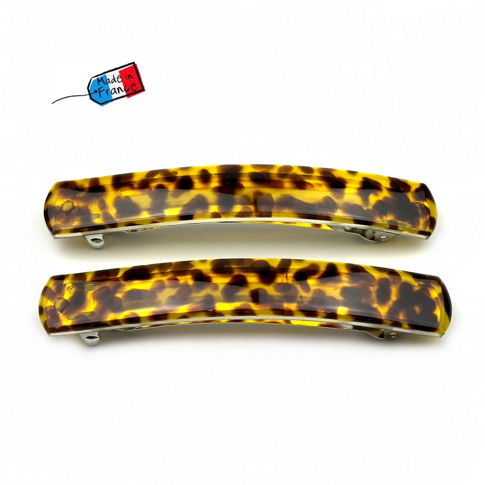 Barrette cheveux classique motif léopard 10cm, Fabrication française