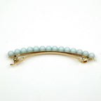 Barrette cheveux fine 8cm Clip Paris avec perles fantaisie bleu