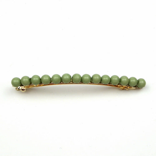 Barrette cheveux fine 8cm avec perles fantaisie vert