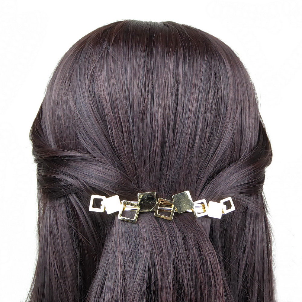 Barrette cheveux géométrique doré, cheveux fins