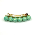 Barrette cheveux grosse perle facette 8cm vert fait main