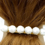 Barrette cheveux grosse perle facette 8cm blanc