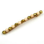 Barrette cheveux longue 10cm perle facette doré beige