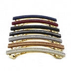 Barrette cheveux longue 9,5cm velours suédine avec chaîne et strass