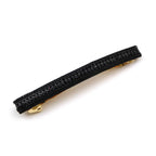 Barrette cheveux longue 9,5cm velours suédine avec chaîne et strass noir