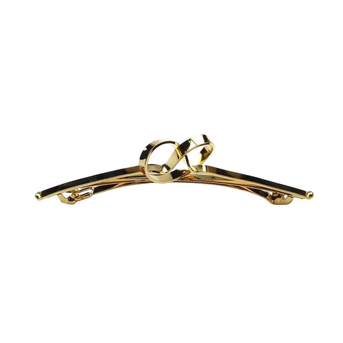 Barrette cheveux longue motif entrelacé doré 11cm
