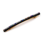 Barrette cheveux longue noir 10cm avec chaine strass multicolore  