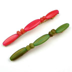Barrette cheveux longue 10cm perles résine