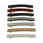 Barrette cheveux longue 9,5cm velours suédine avec chaîne et strass