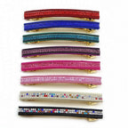 Barrette cheveux longue 9,5cm velours suédine avec chaîne et strass