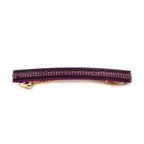 Barrette cheveux longue 9,5cm velours suédine violet avec chaîne et strass