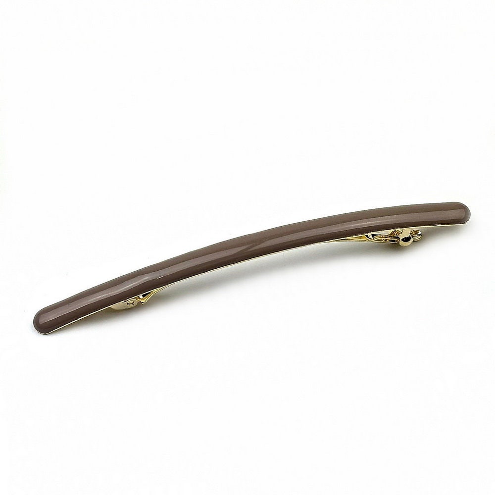 Barrette cheveux émail fine 10cm marron
