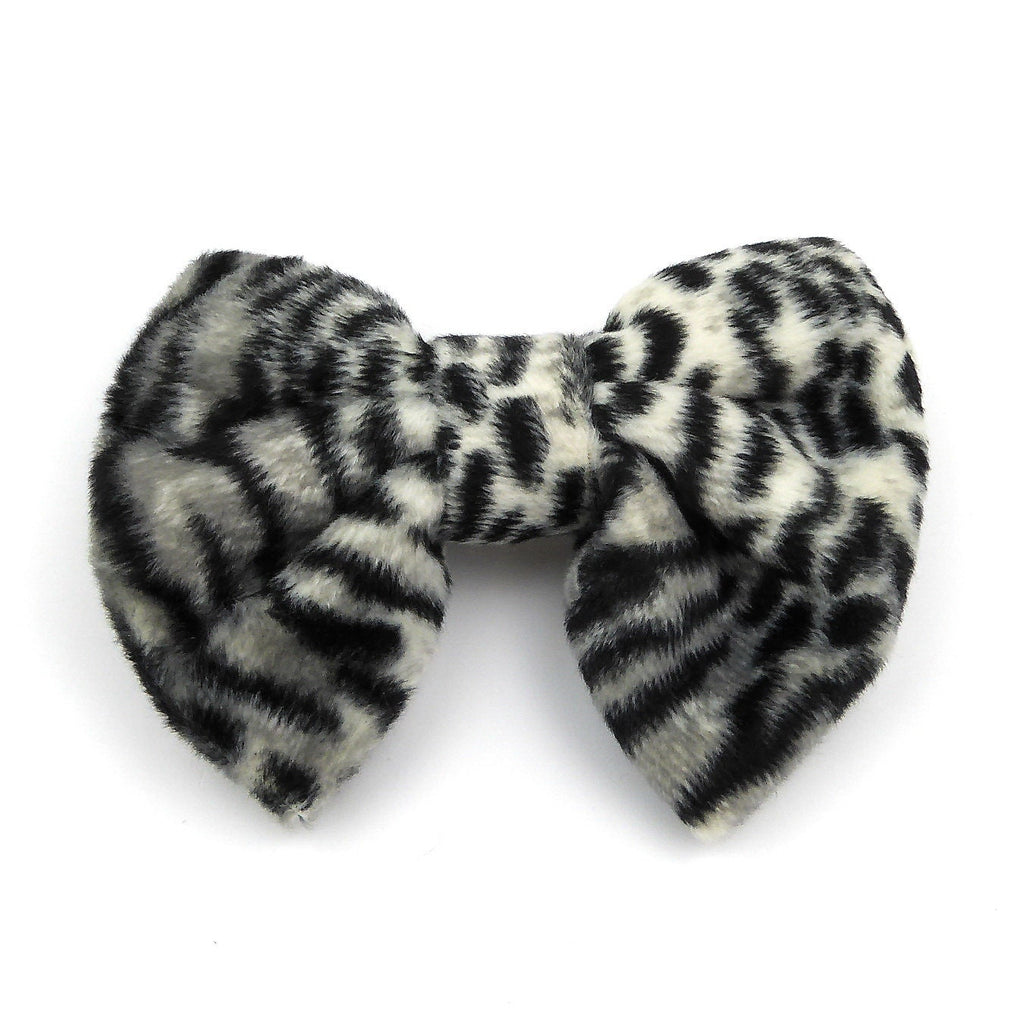 Barrette cheveux nœud imitation fourrure zebré 8cm