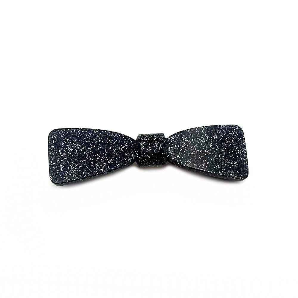 Barrette cheveux élégante paillette gris en forme de nœud