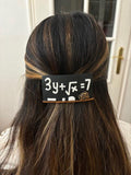 Barrette cheveux originale "tableau d'école" en pâte polymère