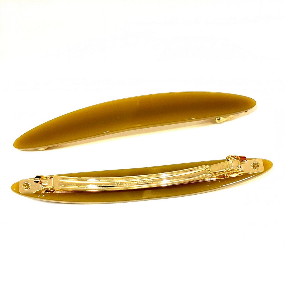 Barrette cheveux ovale 11cm en acétate fait main marron