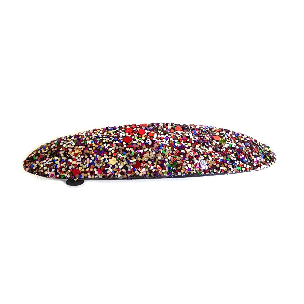 Barrette cheveux ovale 9cm paillettes multicolore
