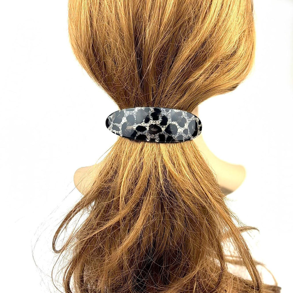 Barrette cheveux ovale incurvée léopard 9.5cm