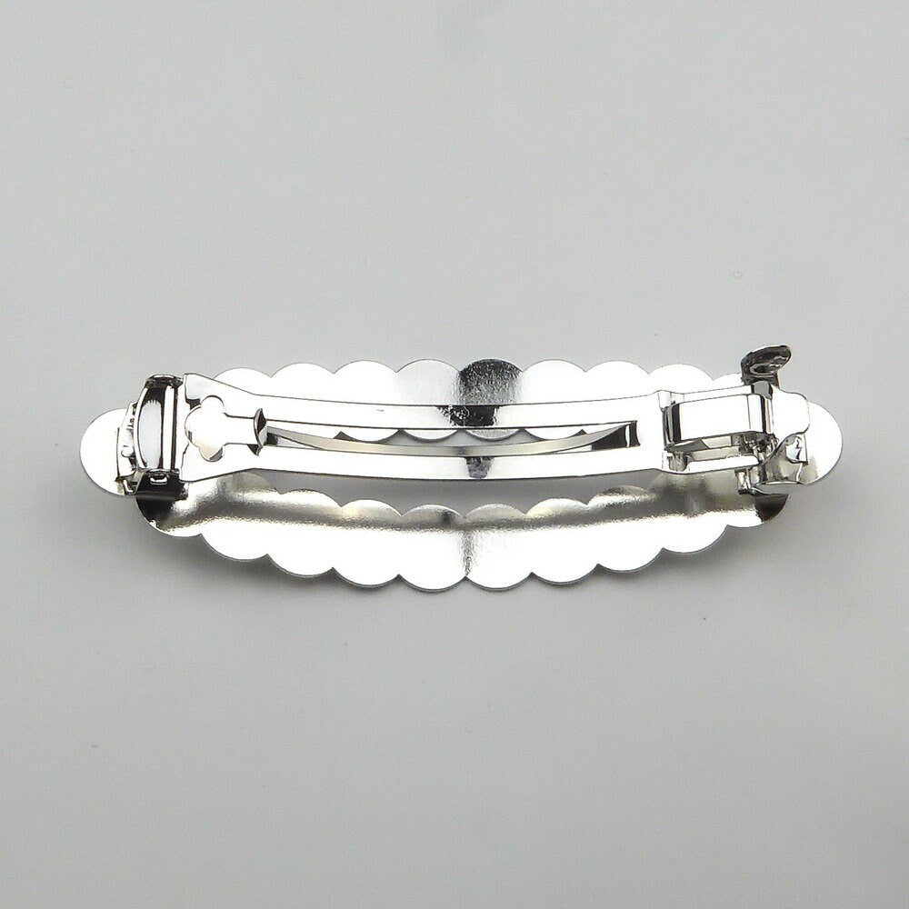 Barrette cheveux ovale métal brossé argent