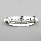Barrette cheveux ovale métal brossé argent