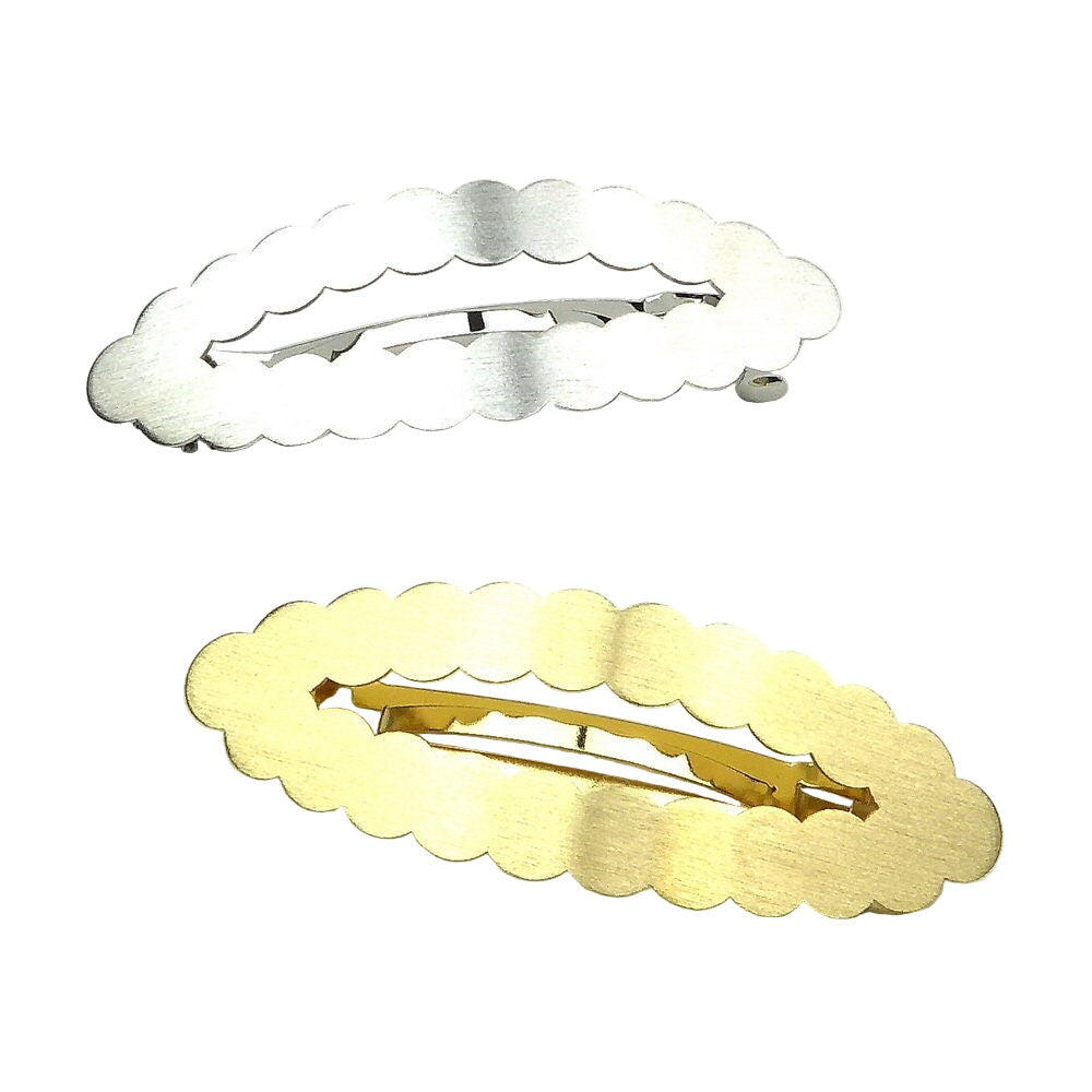 Barrette cheveux ovale métal brossé or/argent