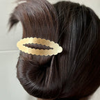 Barrette cheveux ovale métal brossé doré