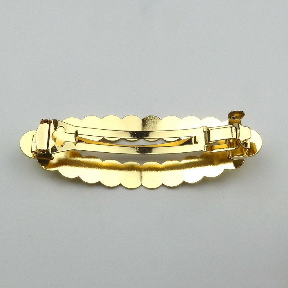 Barrette cheveux ovale métal brossé or