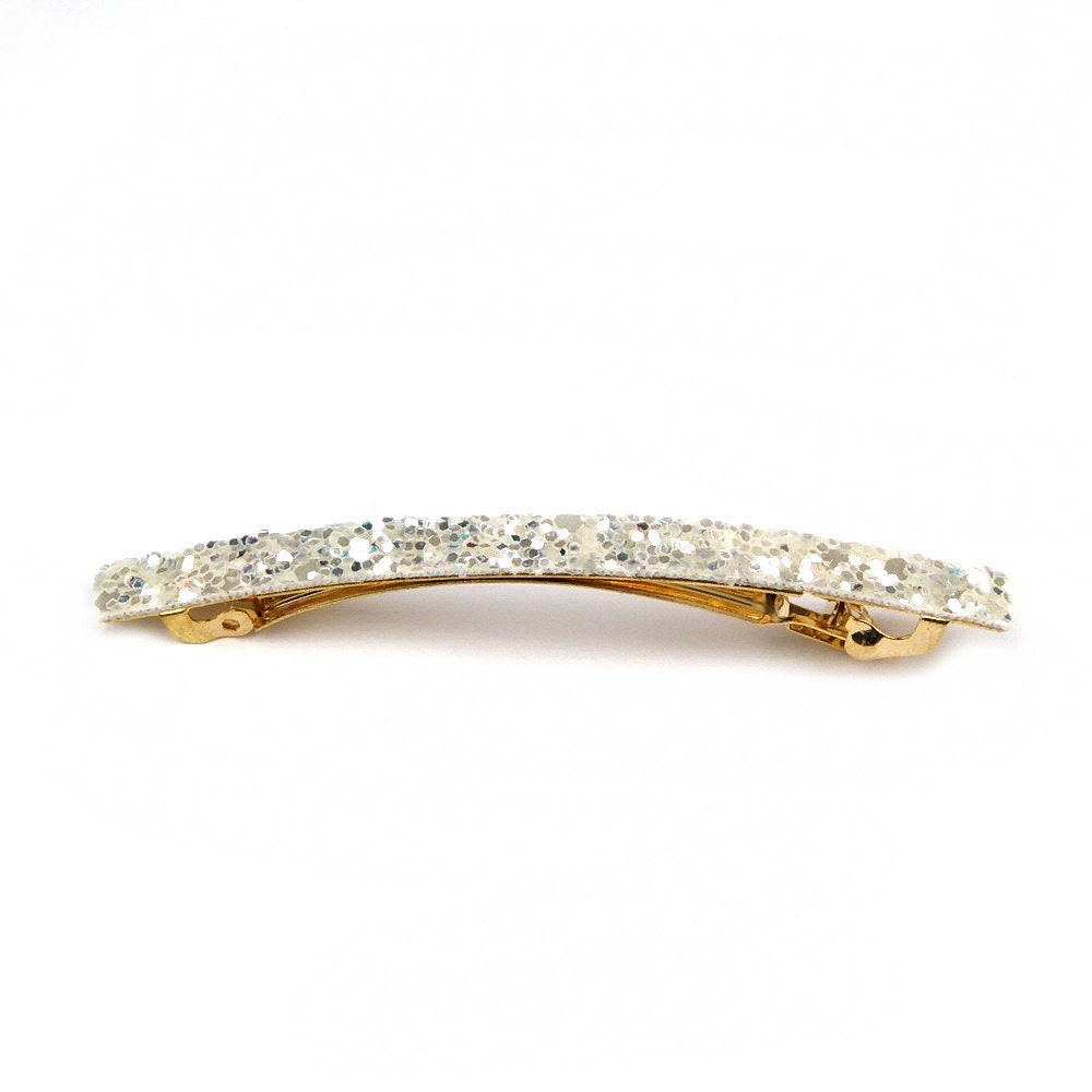 Barrette cheveux paillette 8.5cm argent cheveux fin