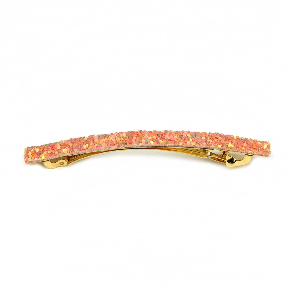 Barrette cheveux paillette 8.5cm saumon
