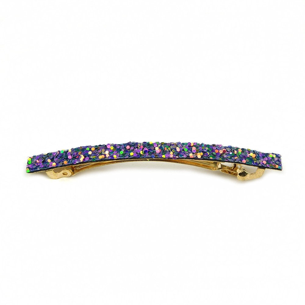 Barrette cheveux paillette 8.5cm violet, cheveu fin