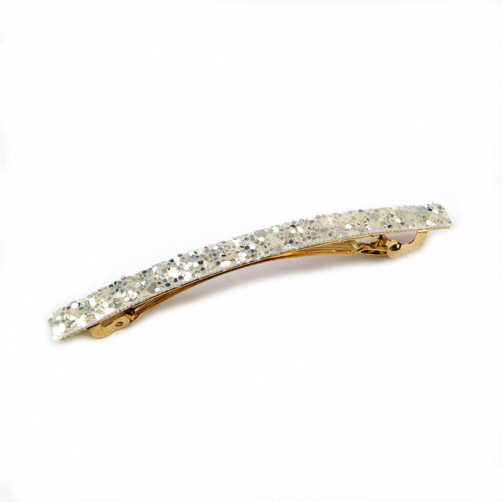 Barrette cheveux paillette 8.5cm argent