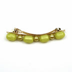 Barrette cheveux perles 8cm vert cheveux fin