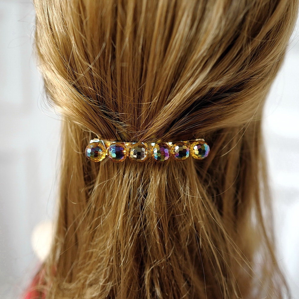 Barrette cheveux perles brillantes 7,5cm