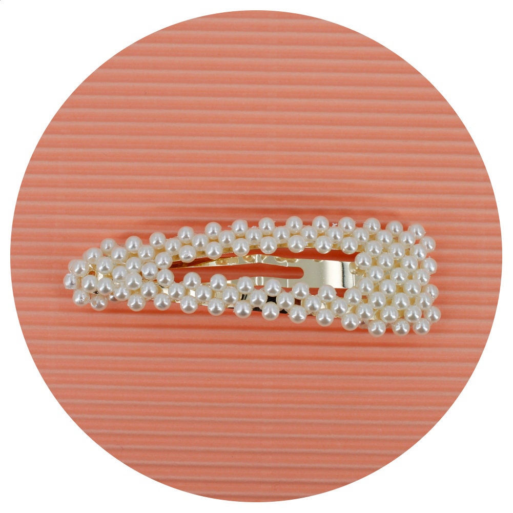 Barrette cheveux perles clic clac 7,5cm