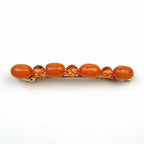 Barrette cheveux 8cm perles orange, cheveux fins