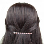 Barrette cheveux avec perles à facette vintage rose 9cm