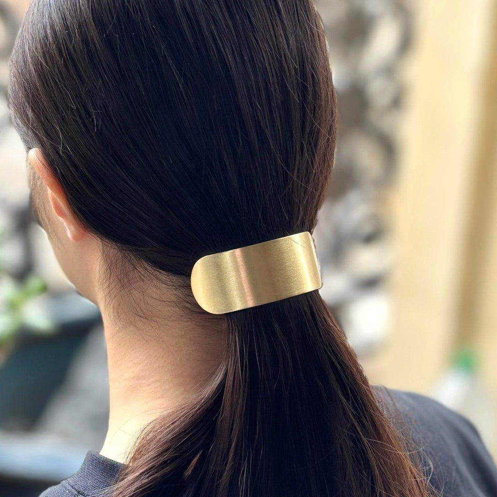 Barrette cheveux queue de cheval 7cm en métal brossé