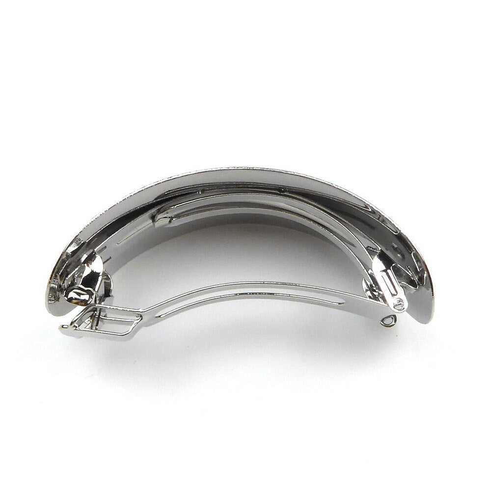 Barrette cheveux queue de cheval 7cm en métal brossé argent cheveux épais