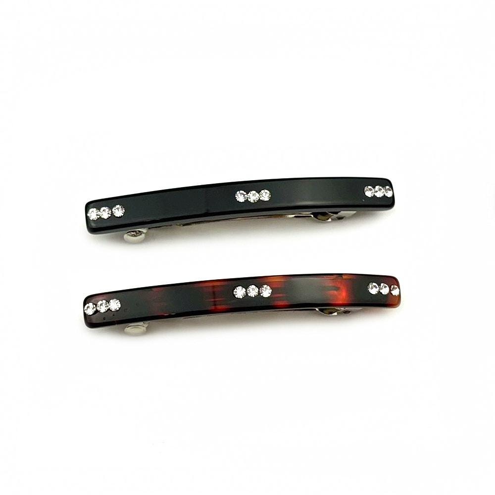 Barrette cheveux strass 6,5cm – Élégance classique fait main