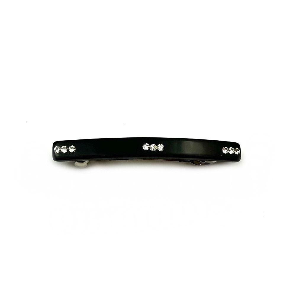 Barrette cheveux strass 6,5cm noir – Élégance classique fait main