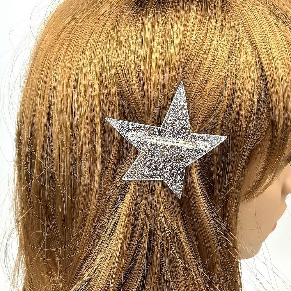 Barrette cheveux étoile paillette argent