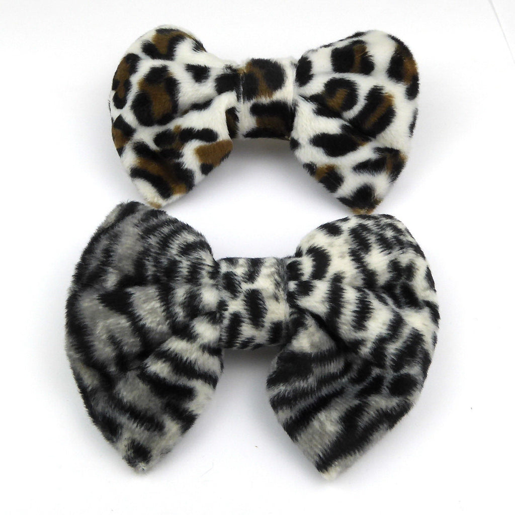 Barrette cheveux nœud imitation fourrure 8cm
