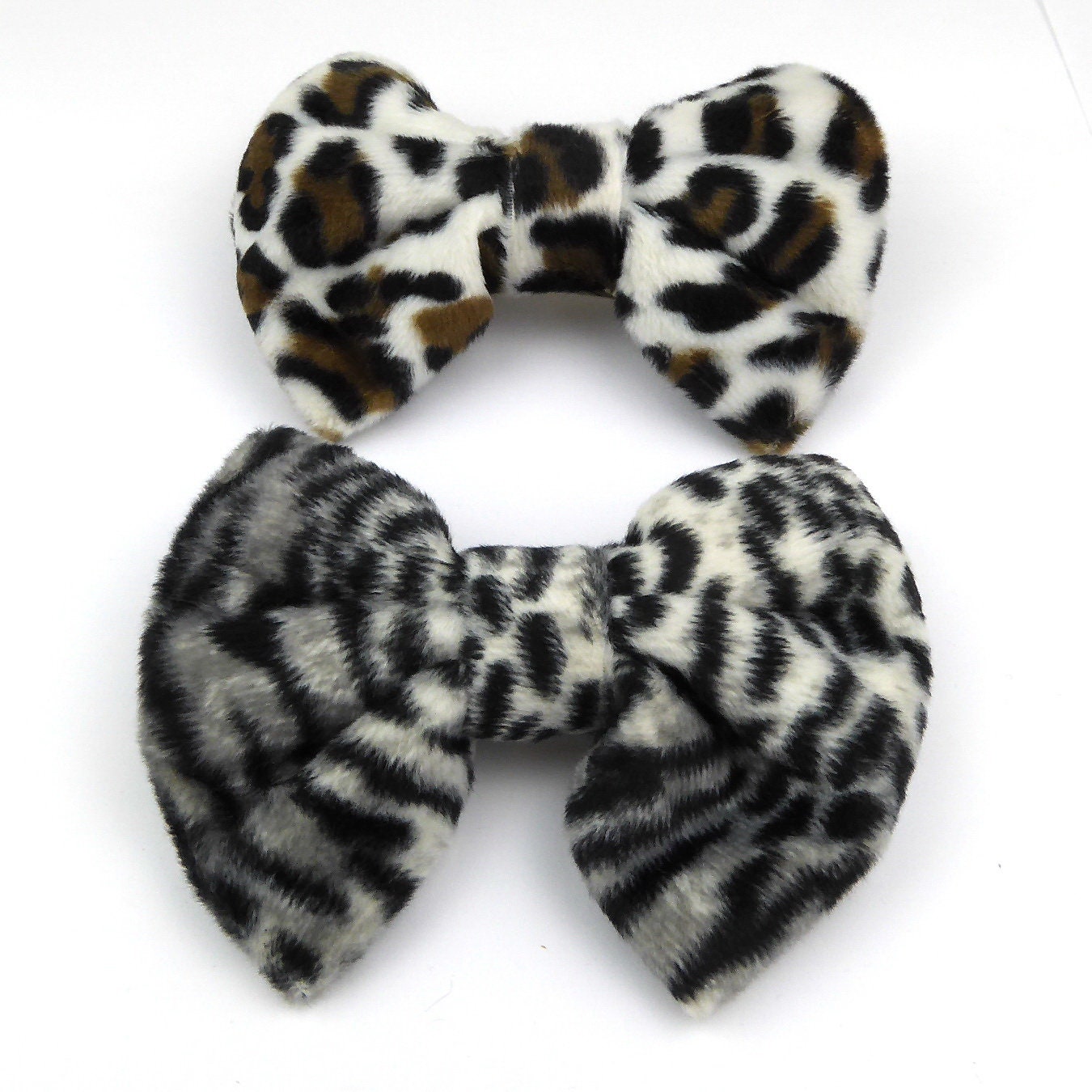 Barrette cheveux nœud imitation fourrure 8cm