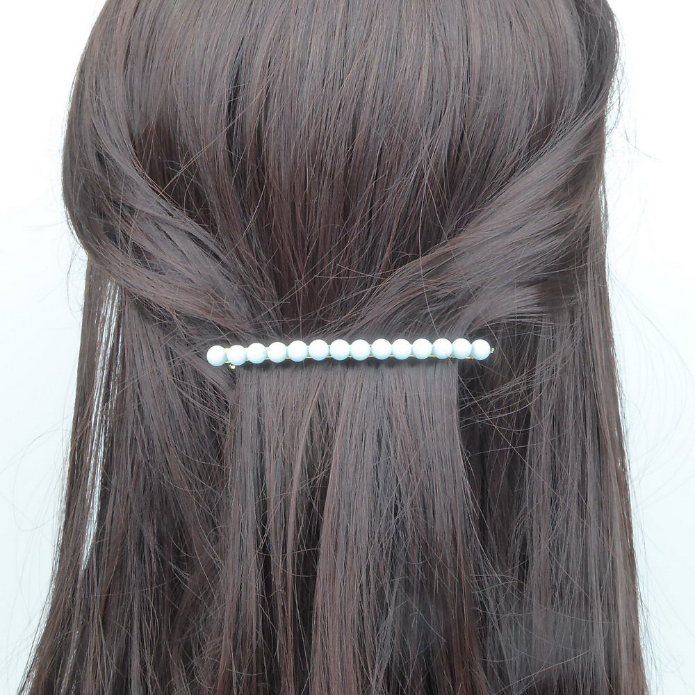 Barrette cheveux fine 8cm avec perles fantaisie