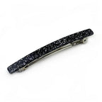 Barrette cheveux longue 10cm en acétate paillette gris fait main