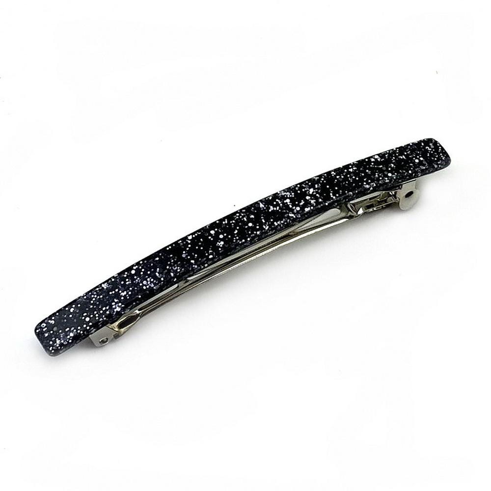 Barrette cheveux longue 10cm en acétate paillette gris fait main