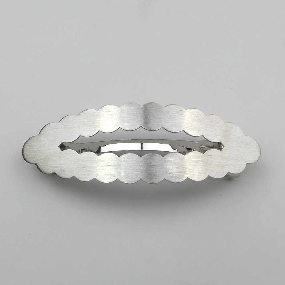 Barrette cheveux ovale métal brossé argent