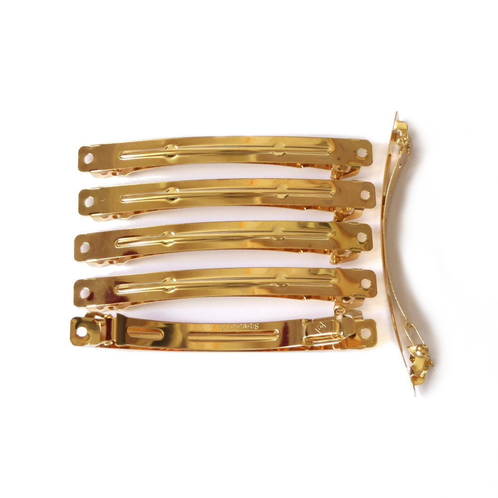 Barrettes 9cmx0.9cm monture "Clip Paris", or - Lot de 50