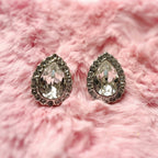 Boucles d'oreilles goutte strass argentées - Cristal et zircons
